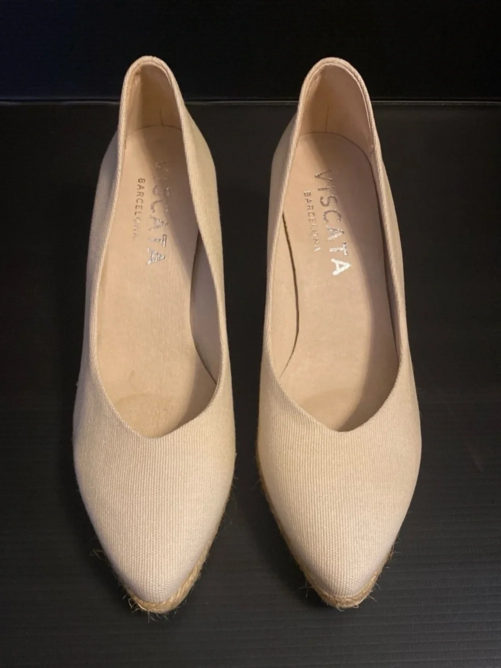 VISCATA Barcelona Women's Nude Pointed Wedge Espadrilles Size 8.5